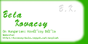 bela kovacsy business card
